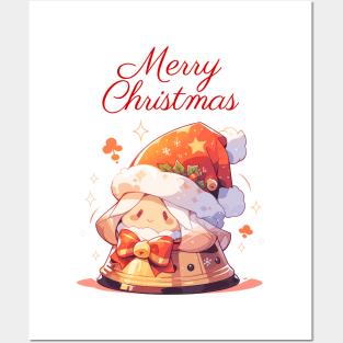 Merry Christmas bell with ribbon Posters and Art